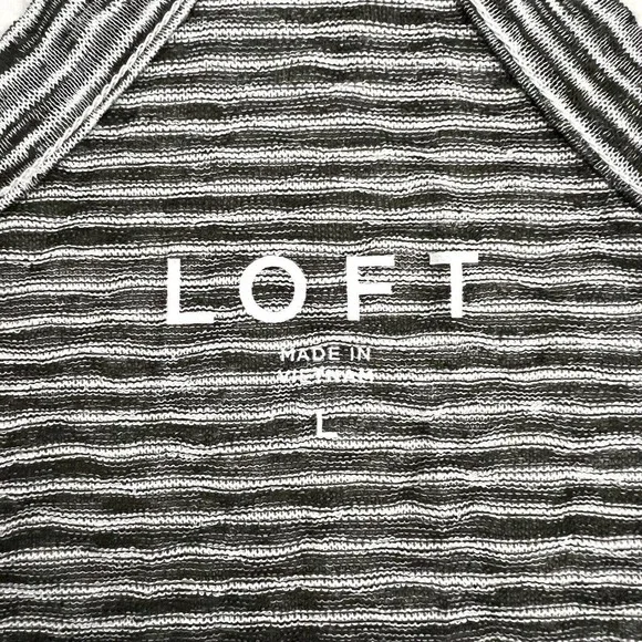 NWT Loft High Neck Black White Stripe Rayon Blend Halter Racerback Tank Top L - Picture 3 of 6